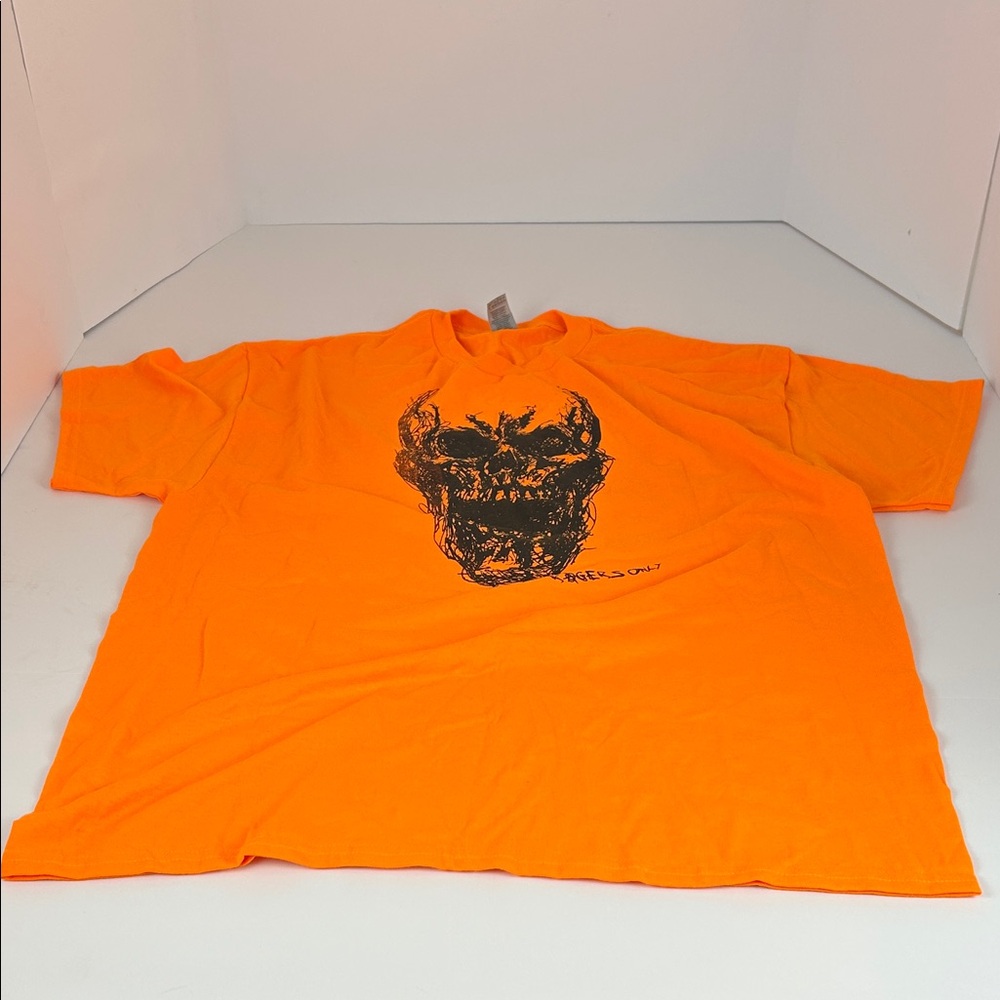 Gildan Bright Orange Skull Tee